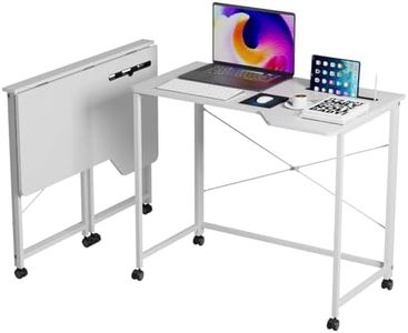 Chleby Mesa Escritorio Plegable con Ruedas Mesa Ordenador Plegable Escritorios portátiles para Estudio, Casa Oficina, Escritorio para computadora 90 * 50 * 75 cm Blanco