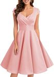 Bbonlinedress Women Short 1950s Retro Vintage Cocktail Party Swing Dresses Blush S