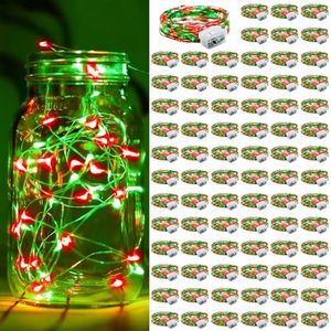 Aogist 100 Pack Red&Green Fairy Lights 7ft 20 LED Waterproof String Light