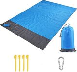 LEXSO Picnic Mat Waterproof 71 x 59 inches Waterproof Sandproof Foldable Portable Outdoor Picnic Blankets Mat for Beach Camping on Grass Picnic Mat Beach Mat Foldable Travelling Mat (Blue Beach Mat)