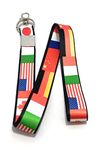 Country Flag World Id Card Holder Neck Strap Fabric Lanyard Keychain Multicolor