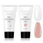 Makartt Poly Nail Gel Set Gel Builder Clear Nude Gel Nail Extension Kit Nail Strengthener 3D DIY Hard Gel Manicures Home Salon 2 PCS 100ML