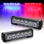 OPP ULITE Emergency Vehicle Strobe Lights Red Blue Hazard Flashing Light 14 Modes 6 Led Traffic Advisor Warning Light Bar for Interior Roof/Dash/Windshield/Grille/Deck (52026-2-2 Red Blue)