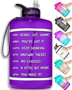 NatureWorks HydroMATE Gallon Water Bottle with Straw BPA FREE Leak Proof Reusable Water Bottle with Times to Drink Marked Hourly 128 oz