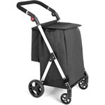 Kiffler Foldable Shopping Cart with Wheels, Groceries Cart with Removable Waterproof Shopping Bag, Rolling Personal Handtruk, Large Capacity Utility Carts for Groceries Shopping Transport (Black)