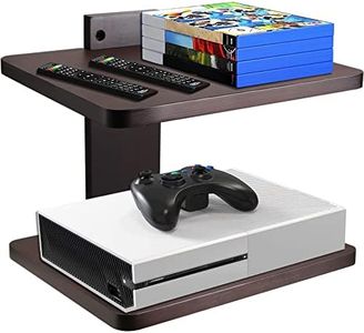 Floating Projector Wall Mount DVD Shelf Wooden Floating Entertainment Center Supports 24lbs,Perfect for Projector, DVD Player,Game Console, Cable Box, Floating Shelf for Under TV,2Tiers