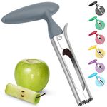 Asdirne Premium Apple Corer, Food-Grade Stainless Steel Blade, Sturdy Ergonomic Handle, Easy to Use, Sharp and Durable, for Removing Cores of Apples and Pears, 6.9Inch, Grey