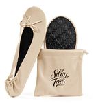 Women's Foldable Portable Travel Ballet Flat Roll Up Slipper Shoes, Nude, Medium
