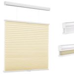 Youngoo Cordless Top Down Bottom Up Cellular Shades, 30% Blackout Blinds for Indoor Windows,Light Filtering Honeycomb Blinds, Room Darkening Shades for Windows, Light Control,35" W*72" H,Beige