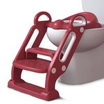 INFANTSO Potty Training/Step Toilet Cushioned Seat With steps And Easy Grip Handle (maroon)