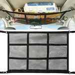 Voilamart Car Ceiling Cargo Net Pocket,30.7" x20.8" Interior Adjustable Double-Layer Mesh SUV Car Roof Storage Organizer,Adjustable Strap SUV Storage Net for Putting Quilt Toys Sundries