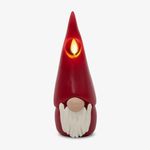 Luminara Flameless Candle Gnome Figural 2.8" x 8" Smooth Finish Real Wax Unscented Winter Christmas Decoration (Burgundy)
