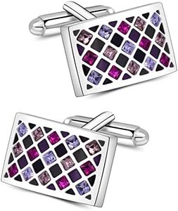 Mr.Van Men's Cufflinks with Swarovski Crystal for Shirt Trade Red Purple Cuff Links