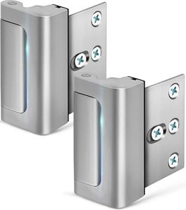 Home Security Door Lock, Childproof Door Reinforcement Lock with 3 Inch Stop Withstand 800 lbs for Inward Swinging Door, Upgrade Night Lock to Defend Your Home (Silver-2 Pack)