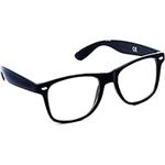 Mustavo Black Frame Clear Glasses Nerd Geek Vintage Retro Secretary Specs Mens Womens Unisex Adult Size