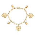 Message Words Love Multi Hearts Charm Bracelet for Women Teens 18K Gold Plated Brass 7.5 Inch