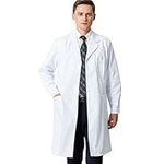 Lab Dental Coat Long Sleeve Scientist School Career Day Uniform with 3 Button Closure (White, Small)