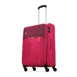 Aristocrat Striker Medium Size Soft Check in Luggage (69 Cm)|Spacious Polyester Trolley with 4 Spinner Wheels and Combination Lock|Dazzling Maroon|Unisex|5 Year Warranty