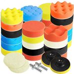 35 PCS 3 inch Car Polishing Buffing Waxing Kit Polisher Sponge Pads Set with Drill Adapter for Vehicle Waxing Boat Polishing, Polishing, Waxing, Sealing Glaze