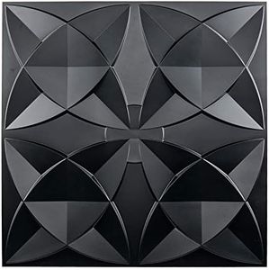 Art3d PVC Drop Ceiling Tiles, Easy Glue-up Panels for Ceiling, Wall Decoration, 60x60 CM, 12 Pcs, Black Floral