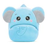 Frantic Kids Soft Animal Cartoon Travelling School Bag Soft Plush Backpacks Boys Girls Baby for 2 to 5 Years Baby/Boys/Girls Nursery, Preschool, Picnic (SkyElephant)