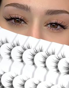 Natural Lashes That Look Like Extensions Strip Lashes Natural Look Thin Band Wispy Eyelashes 13mm Cat Eye False Eyelashes Foxy Eye Lashes 12 mm 7 Pairs S10