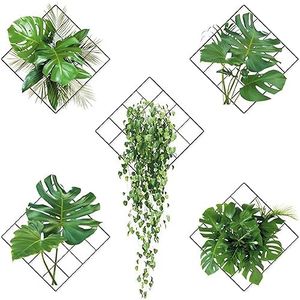 3D Stickers Muraux Plantes Vertes Set - 5 Pièces 3D Autocollant Mural Plantes Vertes, Sticker Mural Plante pour Salon Chambre Cuisine