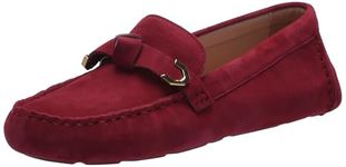 Cole Haan Women's Evelyn Bow Driver Driving Style Loafer, Black Cherry Suede, 5 Wide