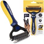 DogCrates+ Undercoat Rake Deshedding Brush for Dogs and Cats, 2-Sided Grooming Brush with Anti-Slip Handle, Durable Stainless Steel Teeth