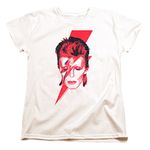 Popfunk Classic David Bowie Aladdin Sane Album Art Women's T Shirt & Stickers, White, Medium