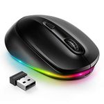 Seenda Wireless Mouse -Rechargeable Light Up Mouse for Laptop, Small Cordless Mice with Quiet Click & LED Lights for Kids' Chromebook, Windows, Mac PC Computer -Black