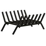 Outsunny 24" Firewood Log Rack Fireplace Log Holder Stylish Wood Storage Basket Carrier, for Outdoor and Indoor Use, Black