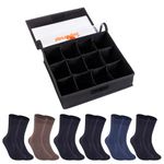 Supersox Formal/Office Crew Socks For Men Made With Premium Cotton. Reinforced Heel & Toe For Extended Durability Pack Of 3 (Sock Organizer With 6 Pairs Socks), Regular, Multicolor