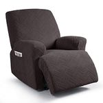 Ruaozz Recliner Sofa Covers Recliner Chair Covers Couch Covers for Reclining Couches with Pockets Washable Furniture Protector with Elastic Bottom (1 Seater, Chocolate)