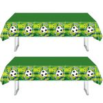 2Pcs Soccer Party Tablecloths,130*220cm Green Football Party Table Cloth Soccer Table Cover,Football Table Decorations Plastic Tablecloth for Kids Boys Birthday World Cup Football Party Decorations