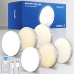 Homelist Puck Lights with Remote, 6 Pack LED Rechargeable Motion Sensor Lights Indoor Under Cabinet Lights, 3 Color Temperature Wireless Battery Operated Night Light for Stair Kitchen Wall Cupboard