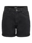 ONLY Women Shorts high Waist 5-Pocket Design Button Fly Zip Short Bermudas, Colours:Black-2, Size:M