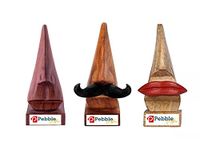 Pebble Crafts Handmade Wooden Nose Shaped Spectacle Specs Eyeglass Holder Stand with red Lips and Black Mustache (Set of 3) |