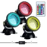 Lychee Waterproof Underwater Spot Lights,Remote Control Amphibious Change Color Submersible Lights for Garden Pond Aquarium Courtyard Swimming Pool Fountain Fish Tank (Set of 3)