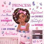 DECOWALL SG2-2405 Black Girl Magic Wall Stickers Kids Nusery Wall Decals Peel and Stick Home Art Baby Girls Room Decor Color Playroom Bedroom Pink Cute Butterfly Inspirational Quotes Princess