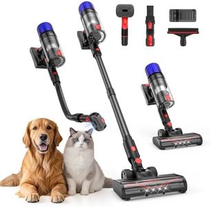 Teendow Cordless Vacuum Cleaner, 500W Stick Vac Specifically Handling Pet Hair Design, Up to 50 Minutes, Powerful Suction, Rechargeable, Lightweight for Carpet, Hard Floor, Black