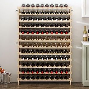 sogesfurniture Botellero de Madera para 120 Botellas de Vino con 12 Niveles, Soporte para Botellero Estante de Vino para Estantería de Presentación de Cocina y Barra