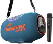 350W Portable Wireless Bluetooth Speaker with Handle, Microphone, 5.3 Bluetooth Connectivity, 24H Playtime, RGB Lights, USB-C, TWS Pairing, Karaoke Fun (Blue)