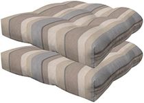 Honeycomb Outdoor Contoured Tufted Cushion Set, 19.5" W x 18.5" L, Stripe Taupe Outdoor Chair Cushions