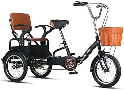 Outroad Adult Tricycle, 16 inch Cruiser Trike, Foldable Bicycle for Elderly 3 Wheel Bikes with Back,Cargo Basket and Comfortable Seat for Seniors, Women, Men for Shopping Picnic Outdoor Sports, black
