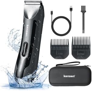 Body Hair Trimmer for Men, kensen Electric Groin Hair Trimmer, Rechargeable Body Groomer, Replaceable Ceramic Blade Heads, Waterproof Wet/Dry Clippers, Male Pubic Hair Hygiene Razor