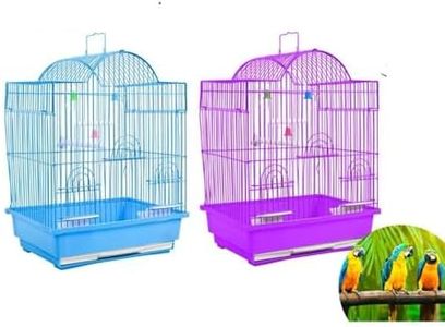 1x Bird Cage Pet Cages Aviary Travel Budgie Parrot Toys Black/White/Blue/Purple 30 cm x 23 cm x 39 cm (Blue/Purple)