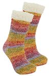 Lora Dora Women's Girls Teens Rainbow Chenille Soft Knit Thermal Slipper Bed Socks Ladies Cozy Plush Warm Fleece Lined Xmas Gift Stocking Filler Non Slip Gripper Sock Size 3-5 UK Multi