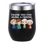 ATHAND Golden Girls Gifts,Thank You for Being A Friend Mug,Gifts for Best Friend,12oz Wine Tumbler With Lid(Black)