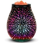 Wax Melt Warmer for Scented cubes, Electric 3D Glass Oil Burner with Removable Silicone Dish and Stable PTC Heating Element, 7 Colors Changing LED Light Wax Melts Burner for Bedroom Office Décor Gift